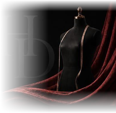 Dress form draped with luxurious fabric